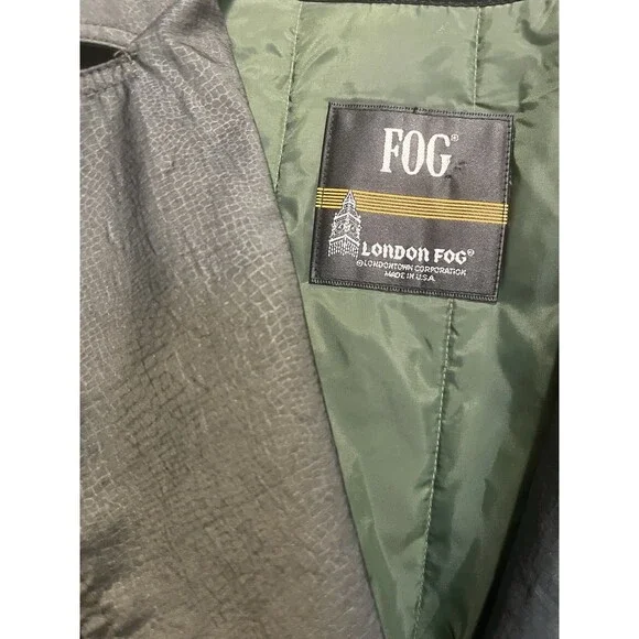 London Fog Vintage Women's Trench Coat 4 Regular Zip Out Lining Green 22" Chest - Picture 4 of 5